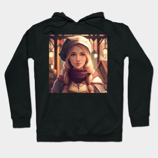 Beautiful Swedish Woman Anime Style Illustration Hoodie